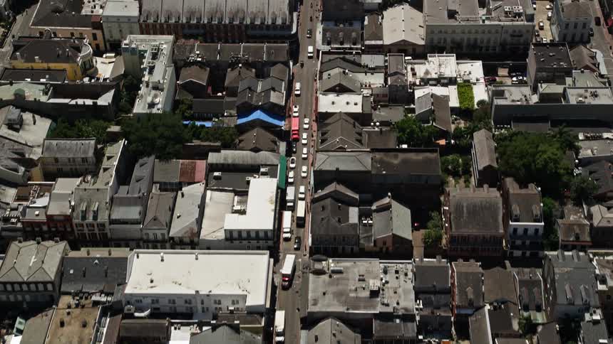 A mix of neighborhoods and city buildings