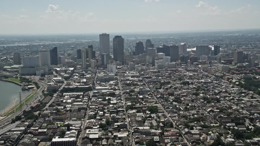Skyscrapers dominate the downtown area of a large city