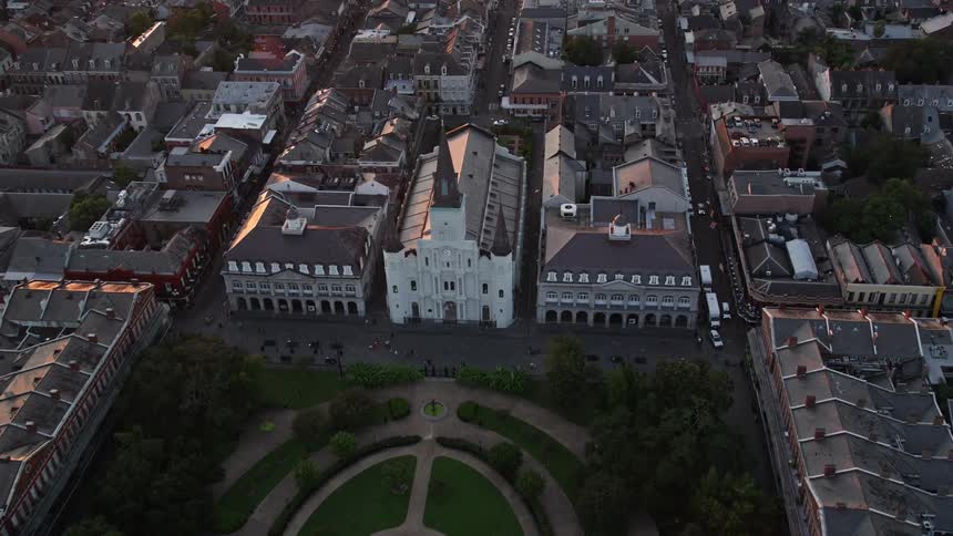 Church in the city center and in front of a public square