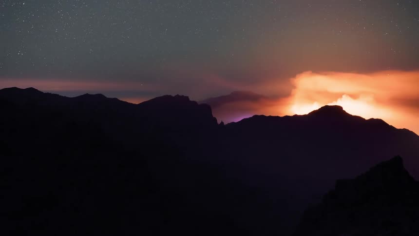 A volcano erupts on top of a mountain one day and then it gets dark