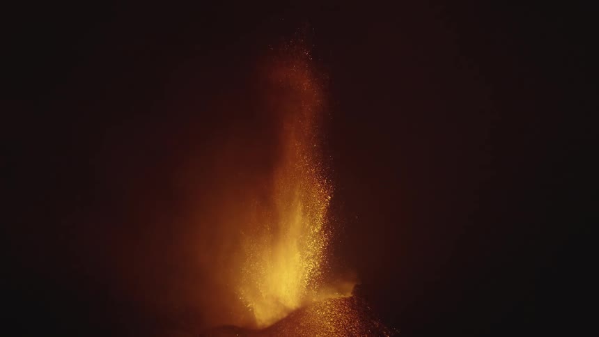 A giant plume of lava launched out of a volcano