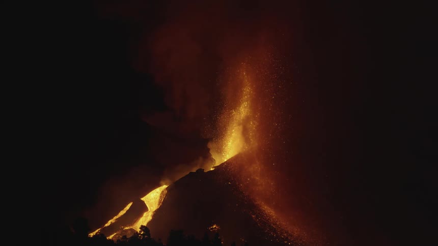 A night footage of a wildfire