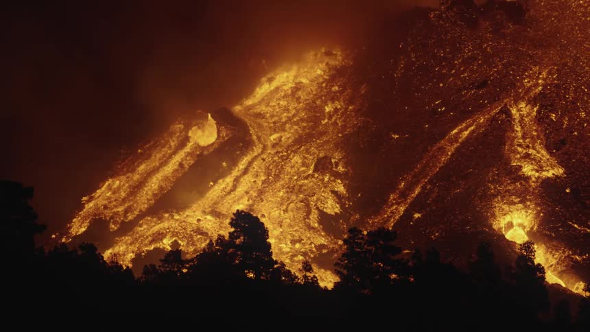 The volcano is covered with lava