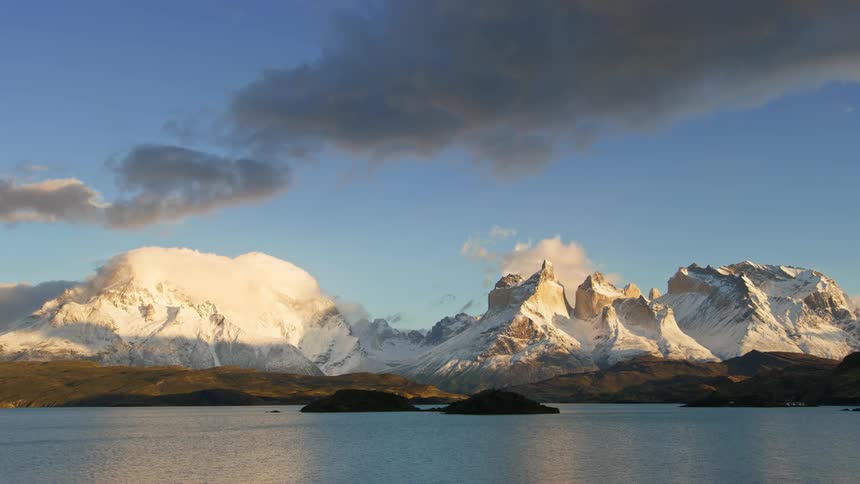 The mountains are covered in snow