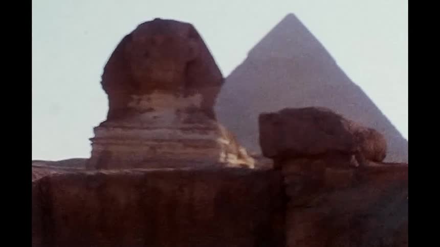 An old film footage of a pyramid