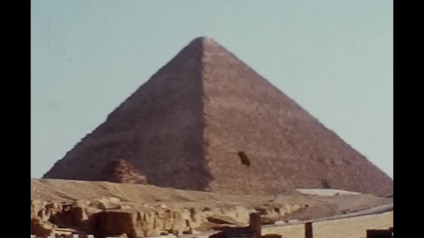 Panorama of the pyramid of giza egypt on a hot day