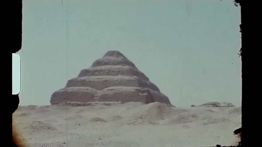 A pyramid in egypt caught on vintage film