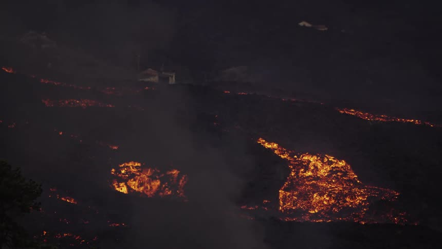 Dark landscape of the aftermath of a wildfire in them mountains