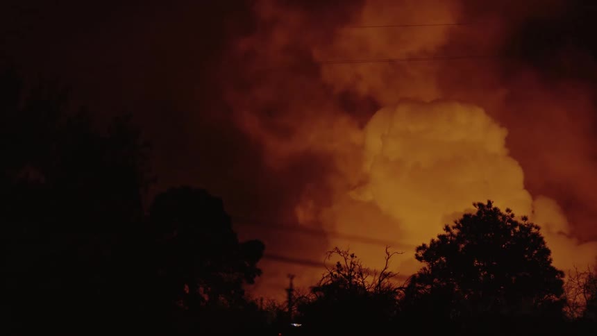 The smoke is rising from a volcano