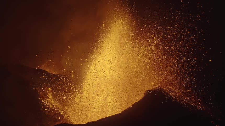 A clip of a fire erruption
