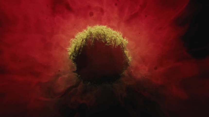 A macro abstract shot of a virus mutating