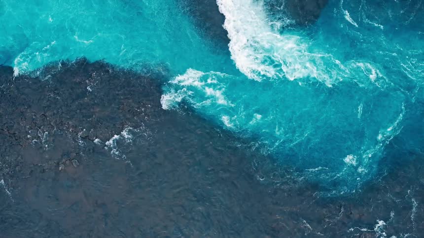 Aerial of a river with blue waters