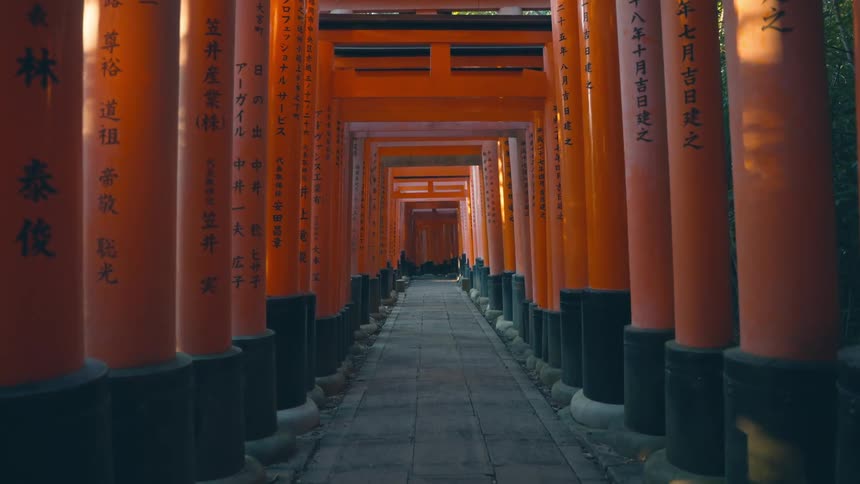 Columns of a Japanese temple