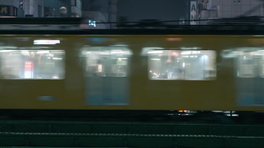 A night clip of a moving train