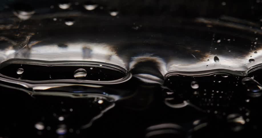 Extreme closeup on a moving dense liquid