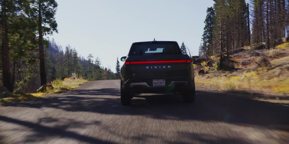 A vehicle is driving on a dirt road surrounded by yellow wildflowers and trees