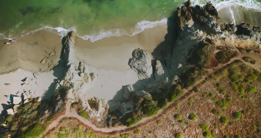 An aerial clip of a sea shore