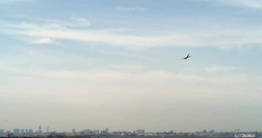 Airplane taking off into the sky