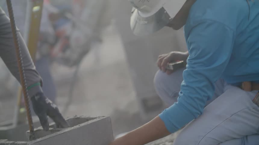 Construction workers are working on site