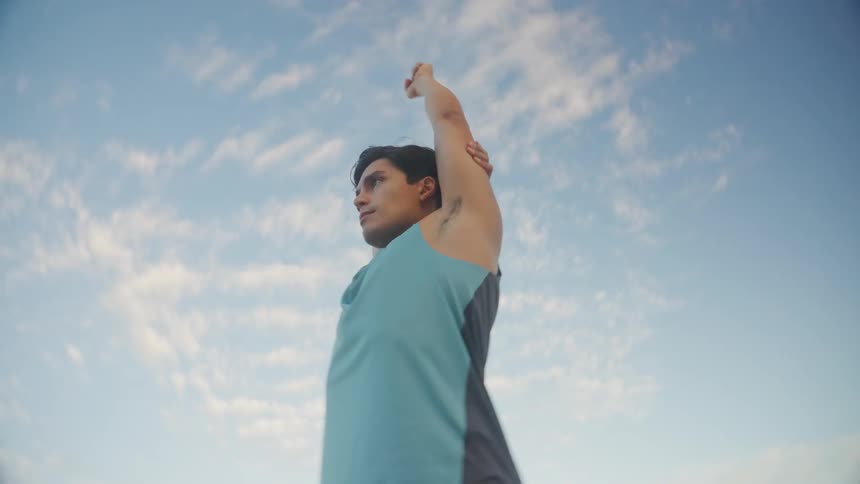 A clip of a person stretching the arm