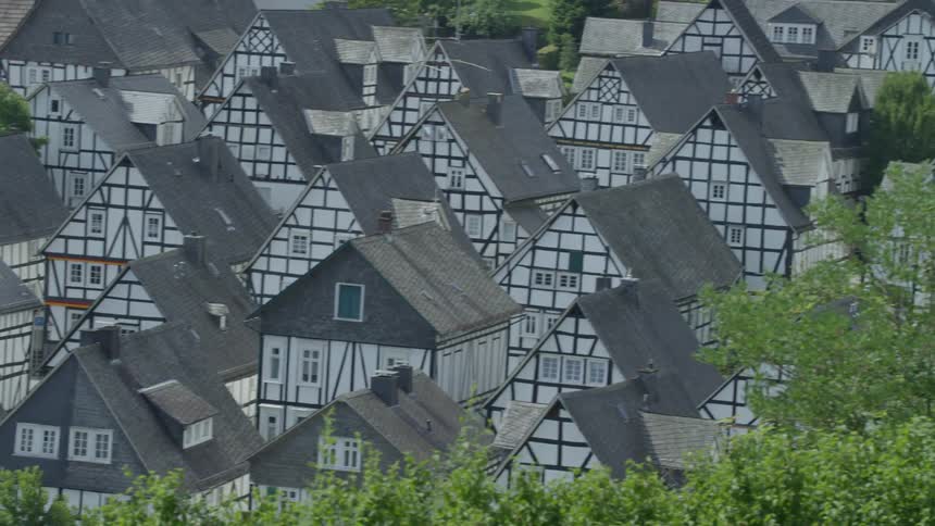 Panorama of residential houses with the same architecture and color