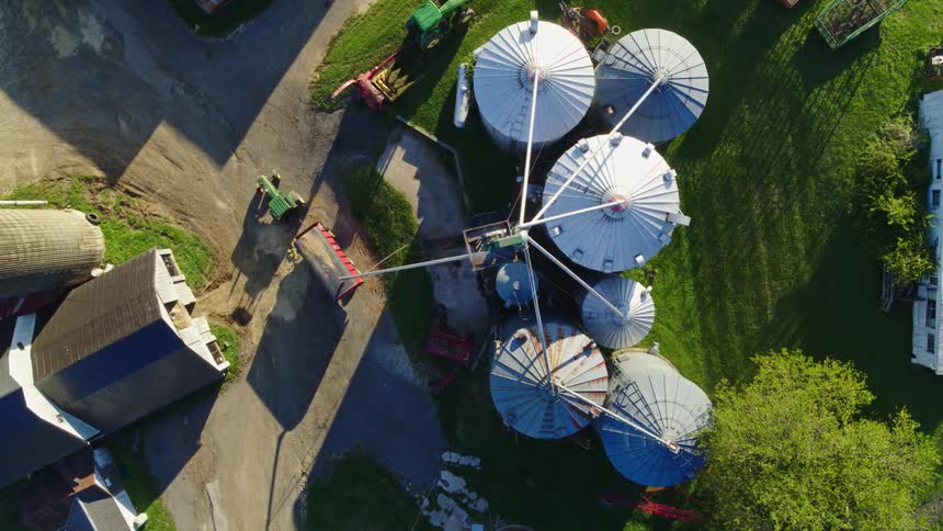 A cluster of silos on a farm