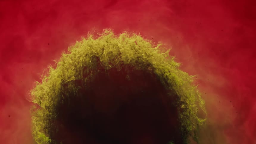 A close macro abstract shot of a virus mutating