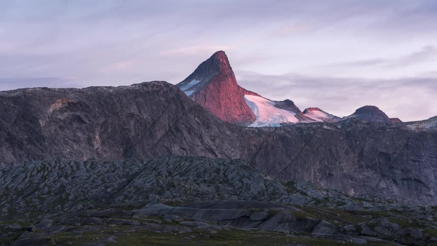 Landscapes of mountain ranges with clouds passing by in timelapse