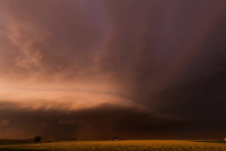 Time lapse of lightning inside storm clouds over the plains