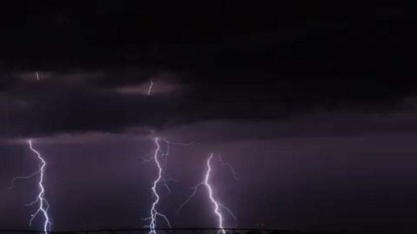 Lightning lighting up the night during a thunderstorm