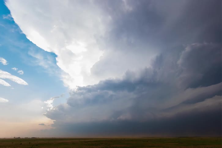 Timelapse sky landscape with clouds forming a storm