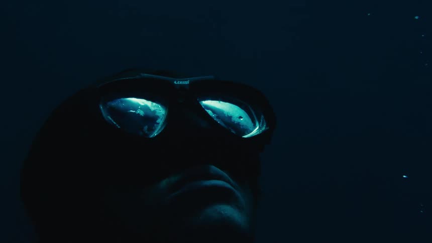 A clip of a diver underwater