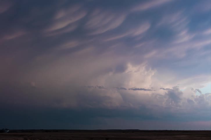 Thunderstorm in the sky at sunset