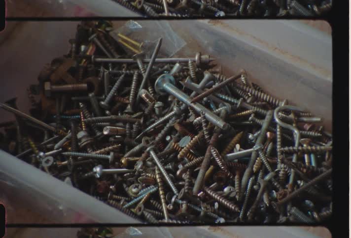 Nails and bolts in a plastic