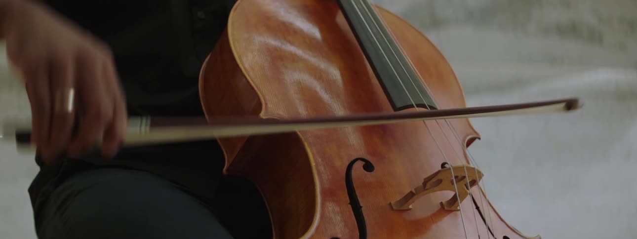 A man playing violin while seated indoor