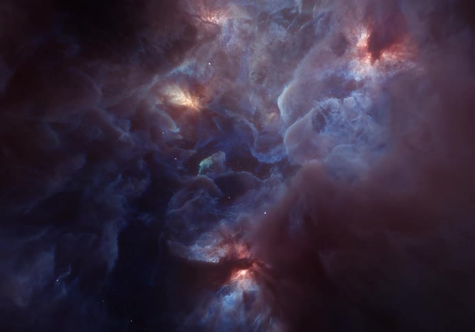 A nebula illuminating the starry galaxy
