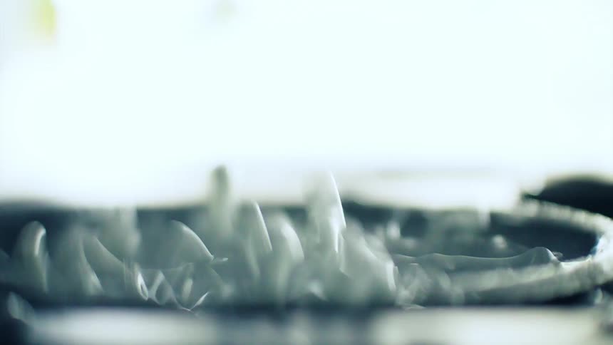 A fluid bubbles furiously
