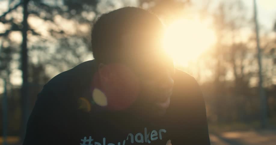Portrait of a man breathing and continuing to walk