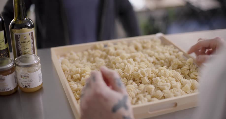 A clip of people checking out a cereal on a tray