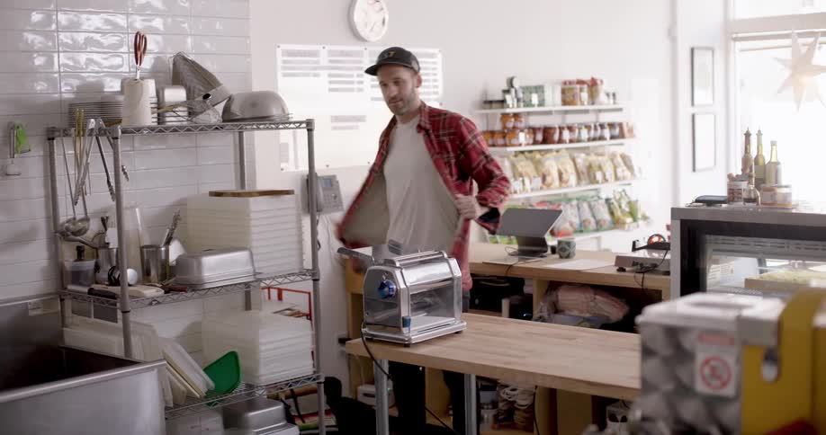 A clip of a person resuming back to the store