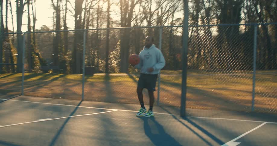 A clip of a basketball player playing in the court