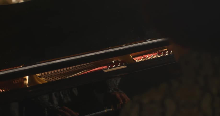 A woman playing piano