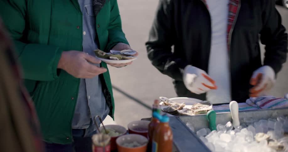 Oysters are being served on the street