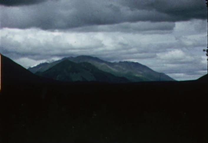 Shaky view of mountains on a very cloudy day