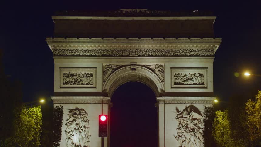 A night clip of an entrance tower