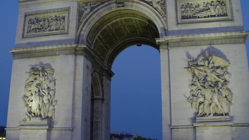 Reliefs and sculptures decorate arc de triomphe