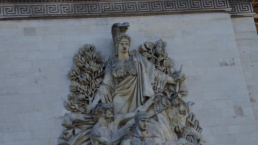Artistic monuments in the middle of the arc de triomphe city of france