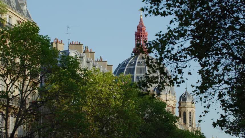 A church sits amongst residential buildings