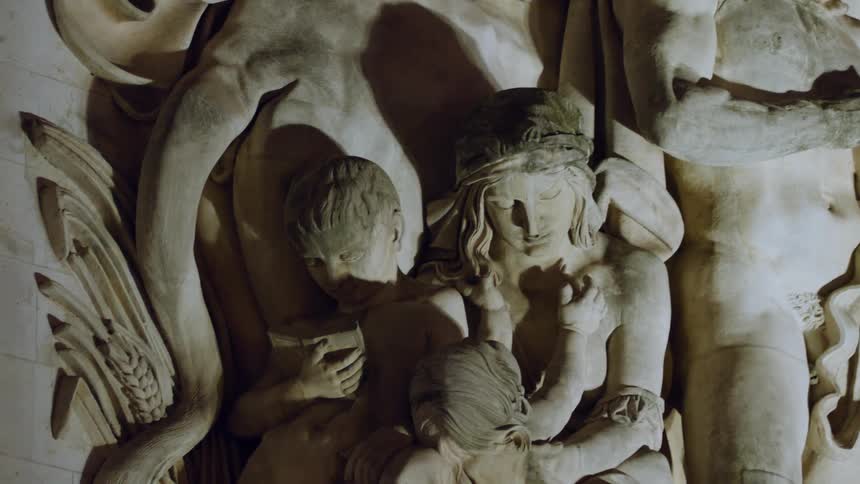 A sculpture on the wall of the arc de triomphe