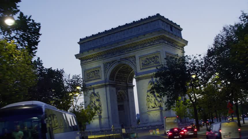 The arc de triomphe in paris and the road in front of it
